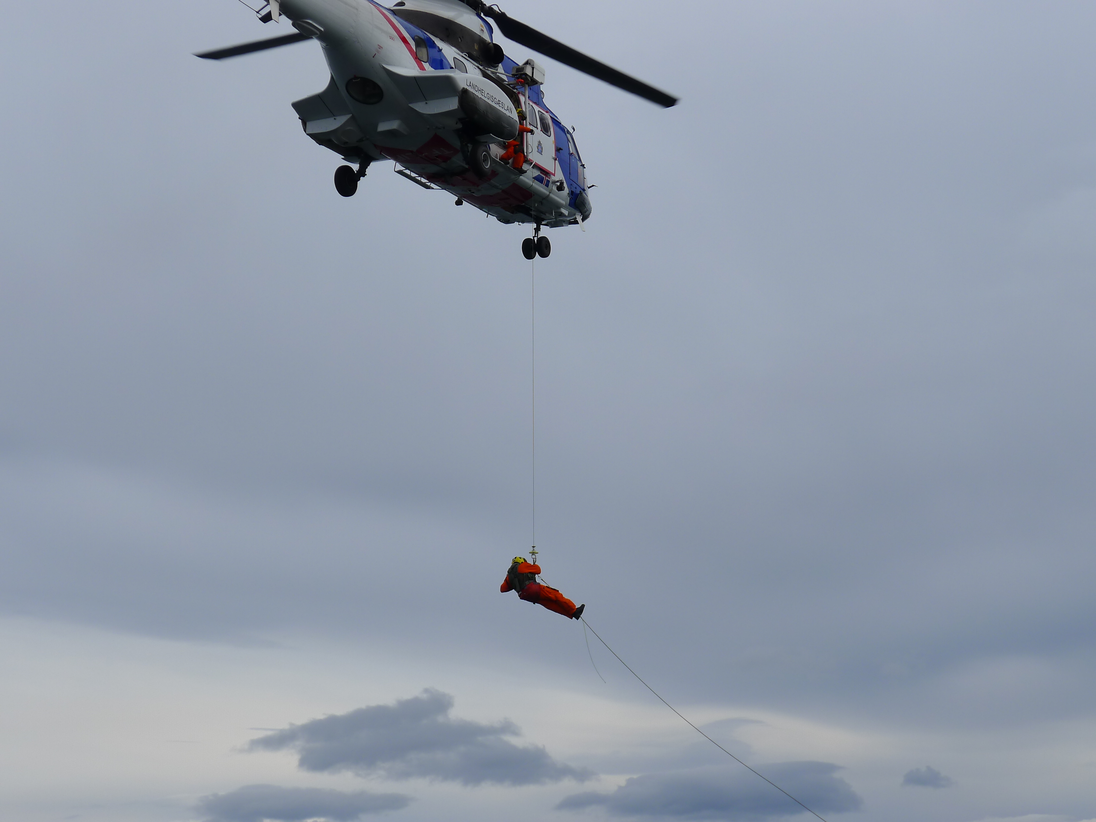 icelandic coast guard doing drills over our ship
